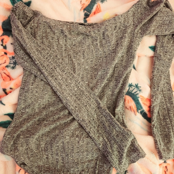 Grey Ribbed Bodysuit - Picture 2 of 3